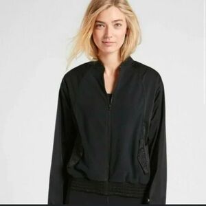 Athleta Zion Women's Black Microfleece Bomber Jacket